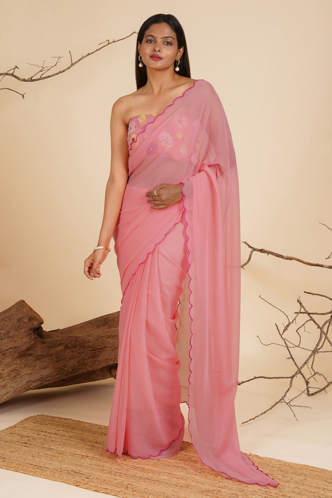 Teejh Raspberry Radiance Georgette Saree