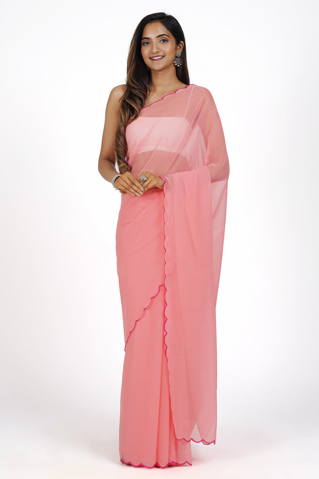 Teejh Raspberry Radiance Georgette Saree