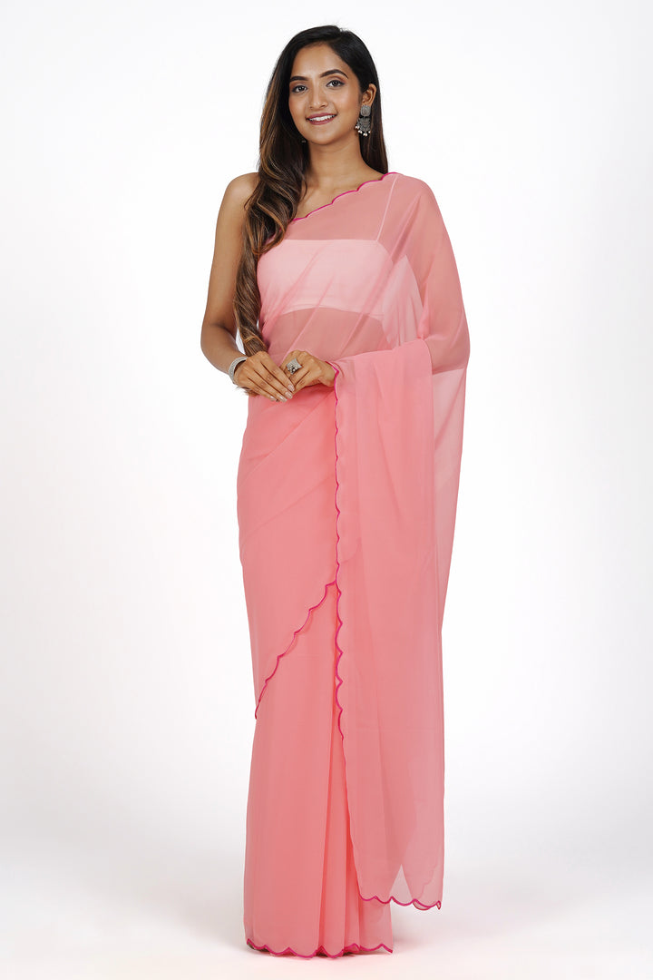 Teejh Raspberry Radiance Georgette Saree