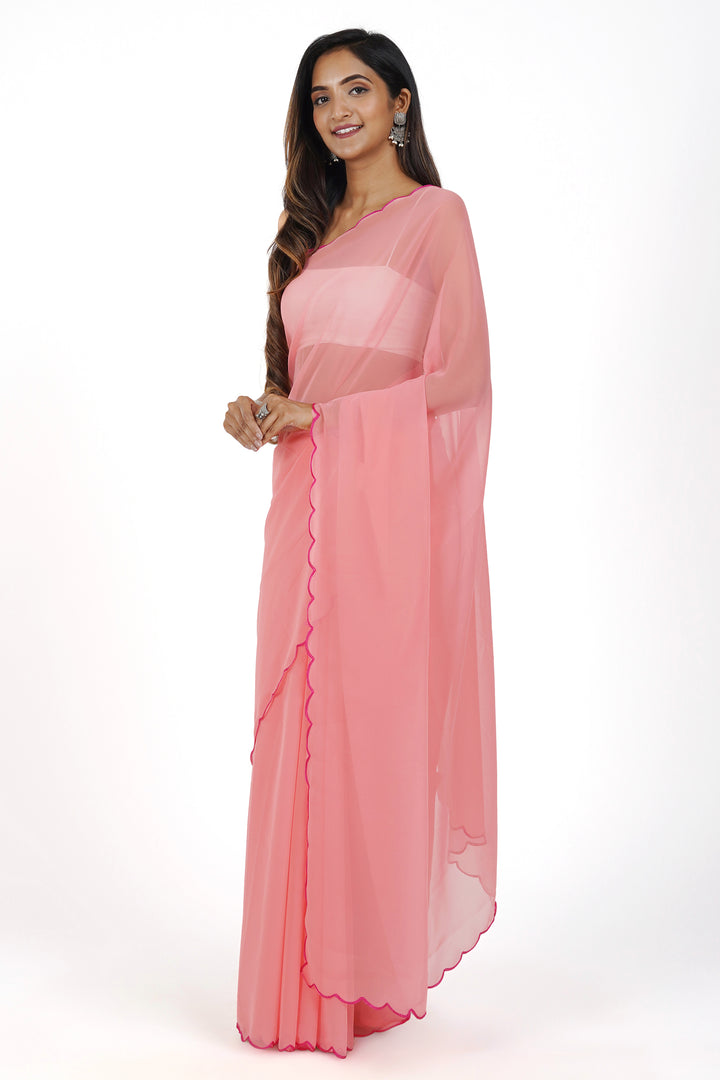 Teejh Raspberry Radiance Georgette Saree