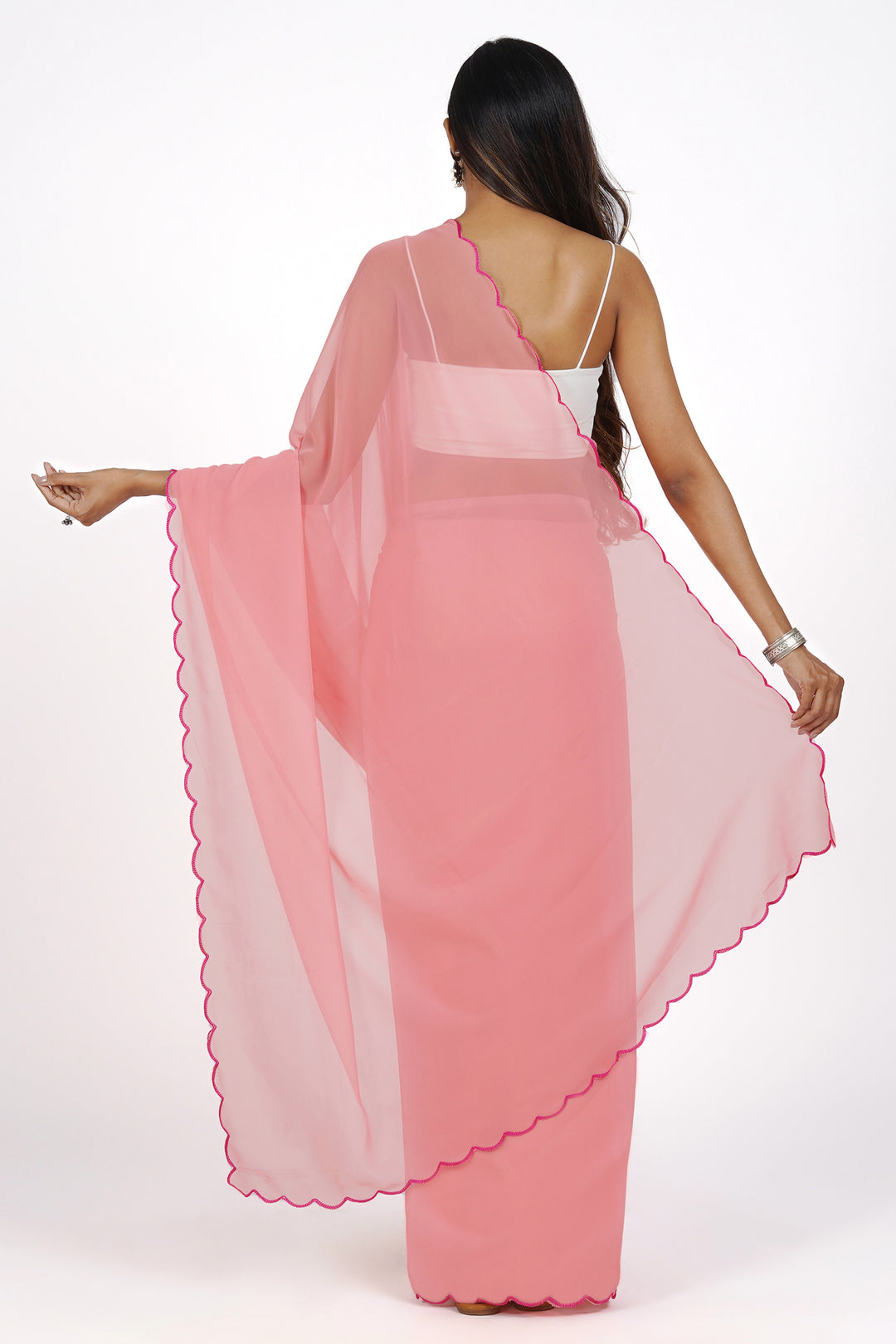 Teejh Raspberry Radiance Georgette Saree