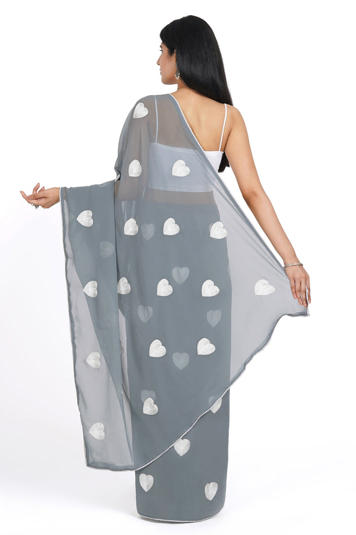 Teejh Cloudy Grey Georgette Saree