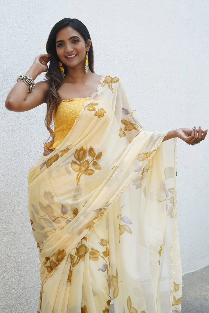Teejh Wildflower Essence Chiffon Saree