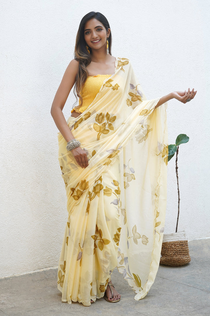 Teejh Wildflower Essence Chiffon Saree