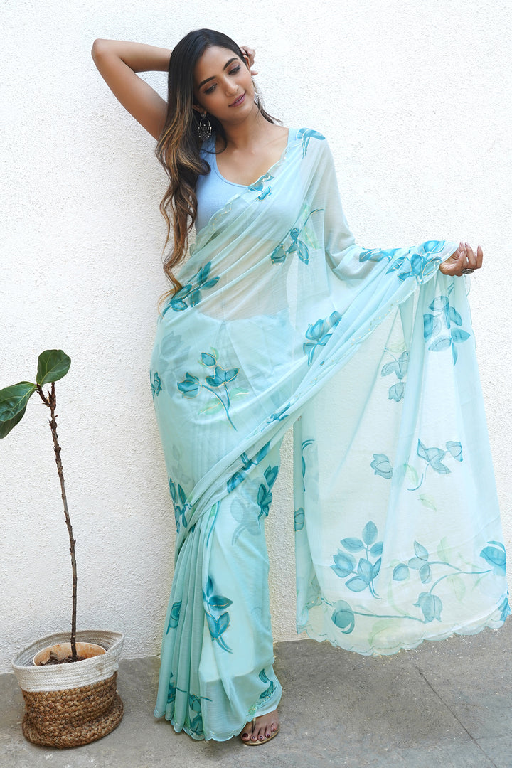 Teejh Springtime Serenity Chiffon Saree