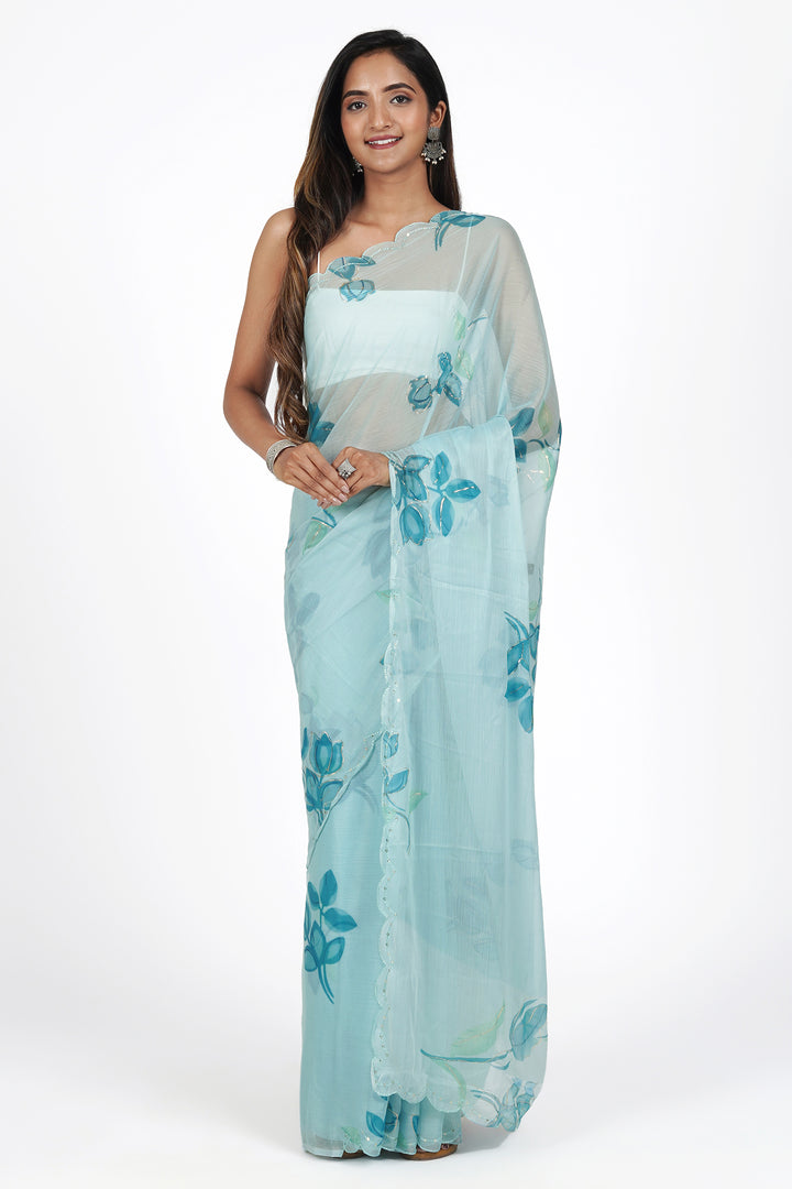 Teejh Springtime Serenity Chiffon Saree