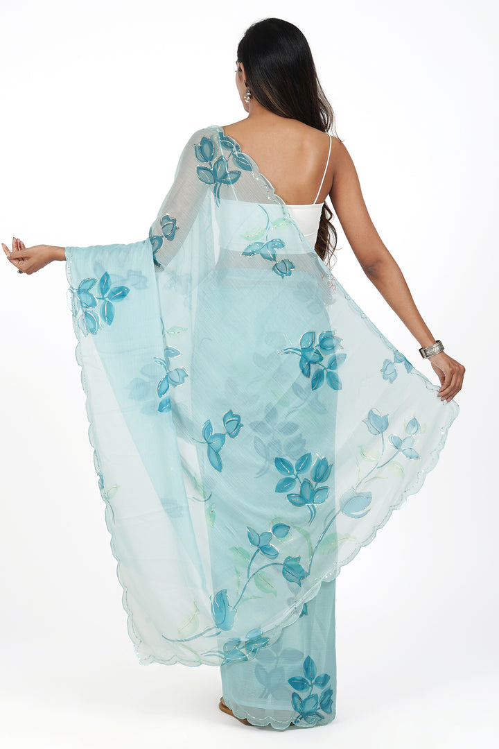 Teejh Springtime Serenity Chiffon Saree
