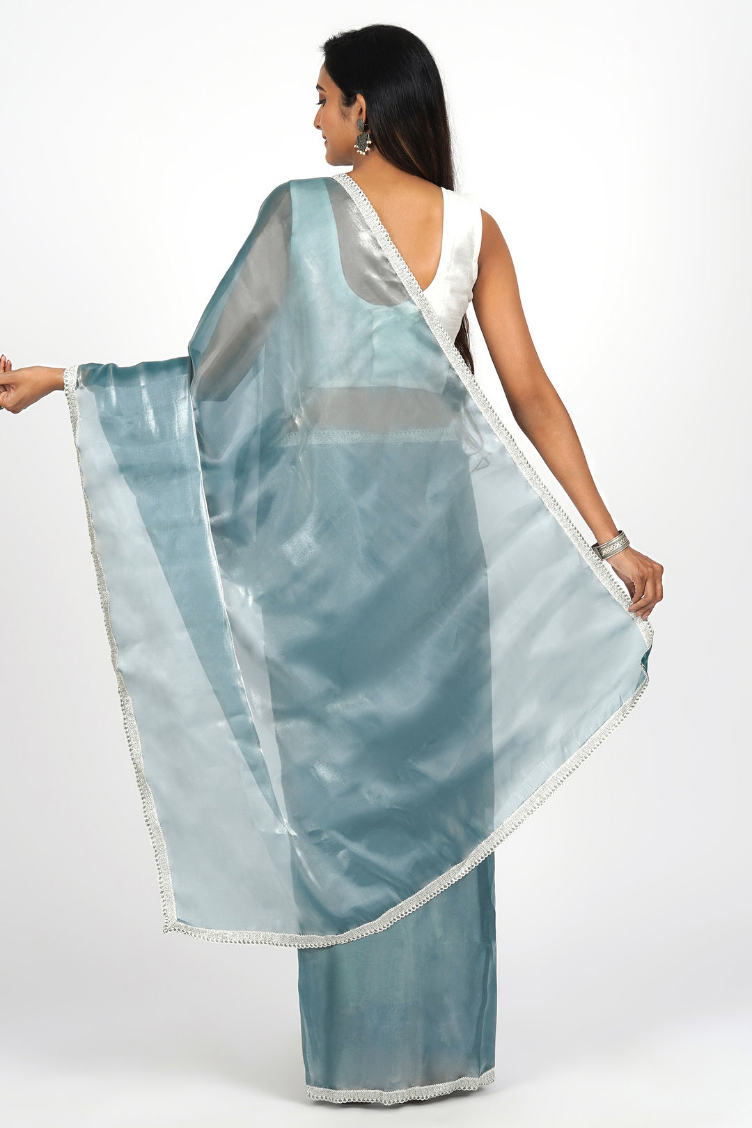 Teejh Powder Blue Tissue Saree