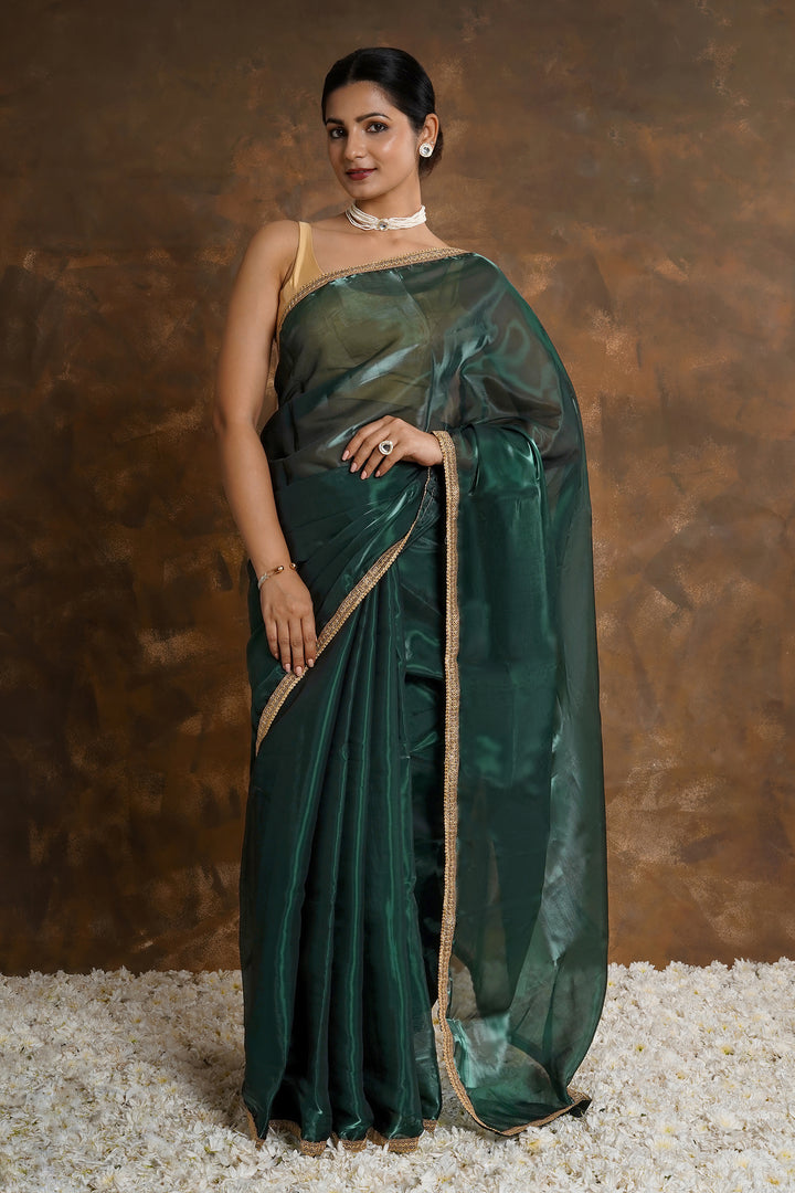 Teejh Emerald Elegance Tissue Saree