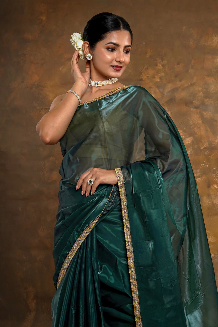 Teejh Emerald Elegance Tissue Saree