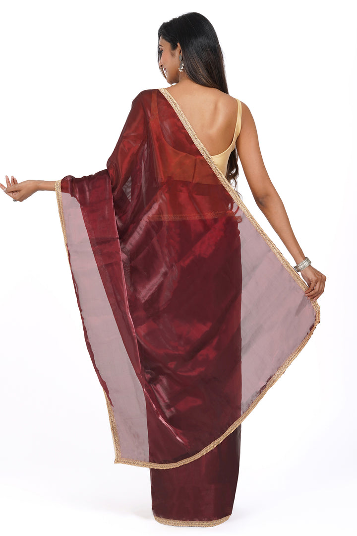 Teejh Majestic Maroon Tissue Saree