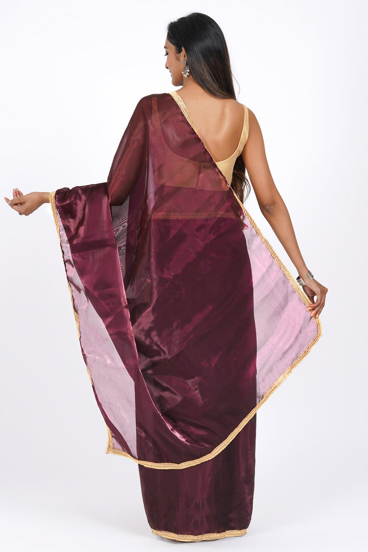 Teejh Red Velvet Tissue Saree