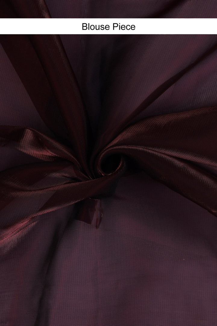 Teejh Red Velvet Tissue Saree