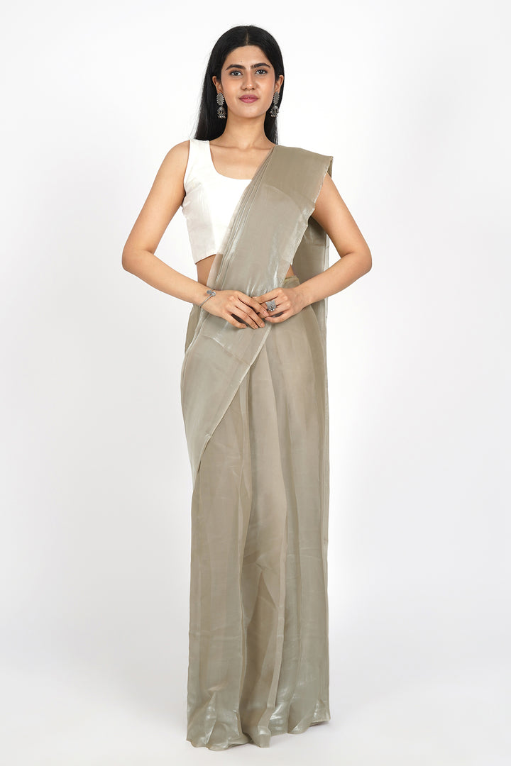 Teejh Pistachio Green Tissue Pre-Draped Saree
