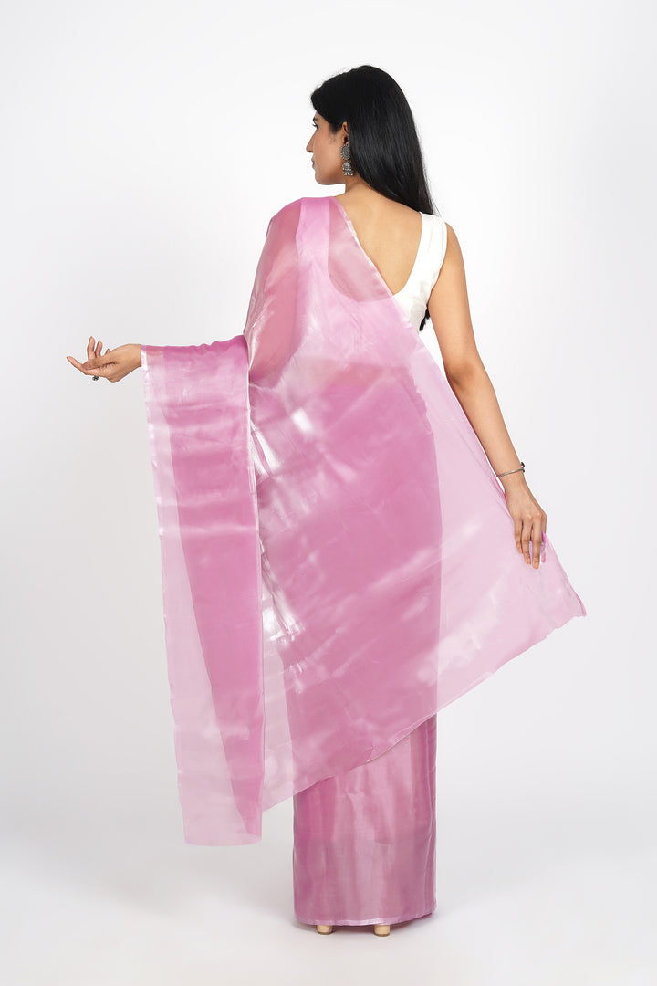 Teejh Barbie Pink Tissue Pre-Draped Saree