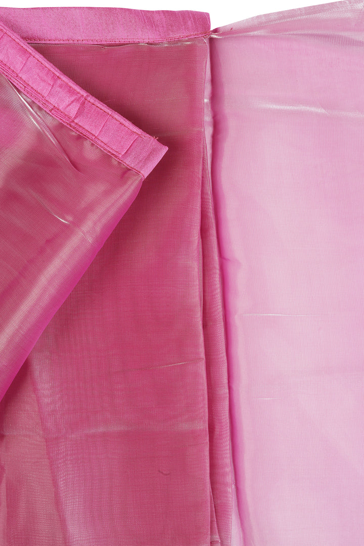 Teejh Barbie Pink Tissue Pre-Draped Saree