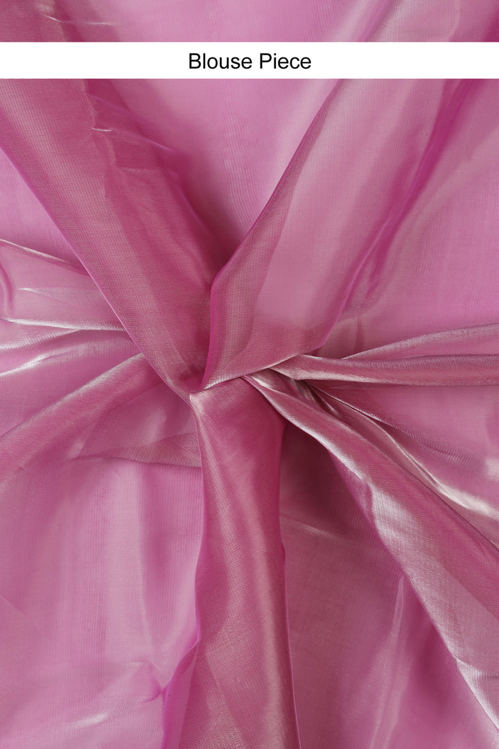 Teejh Barbie Pink Tissue Pre-Draped Saree