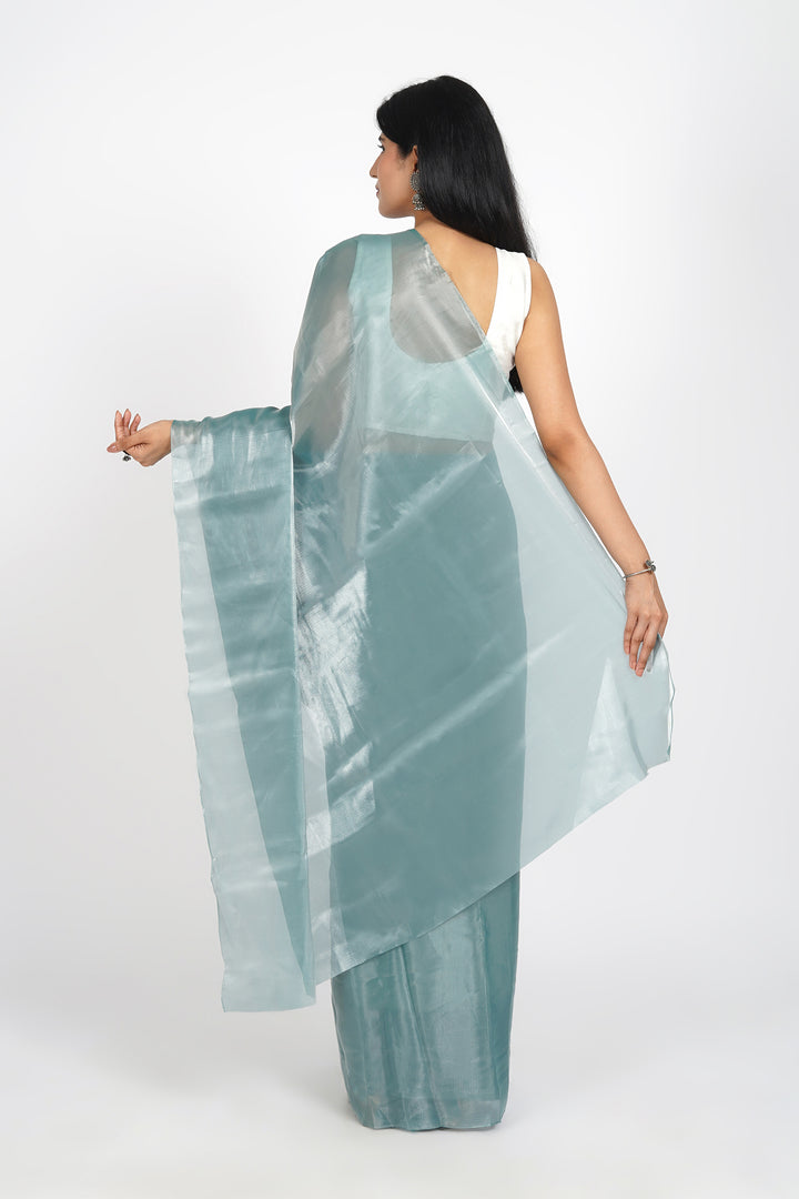 Teejh Sea Foam Green Tissue Pre-Draped Saree