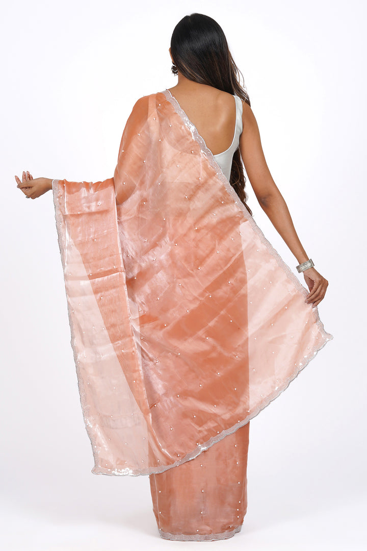Teejh Pearly Peach Tissue Saree