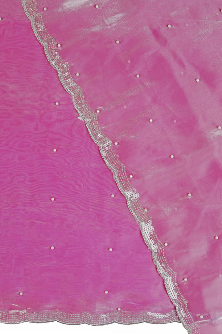 Teejh Pearlescent Pink Tissue Saree