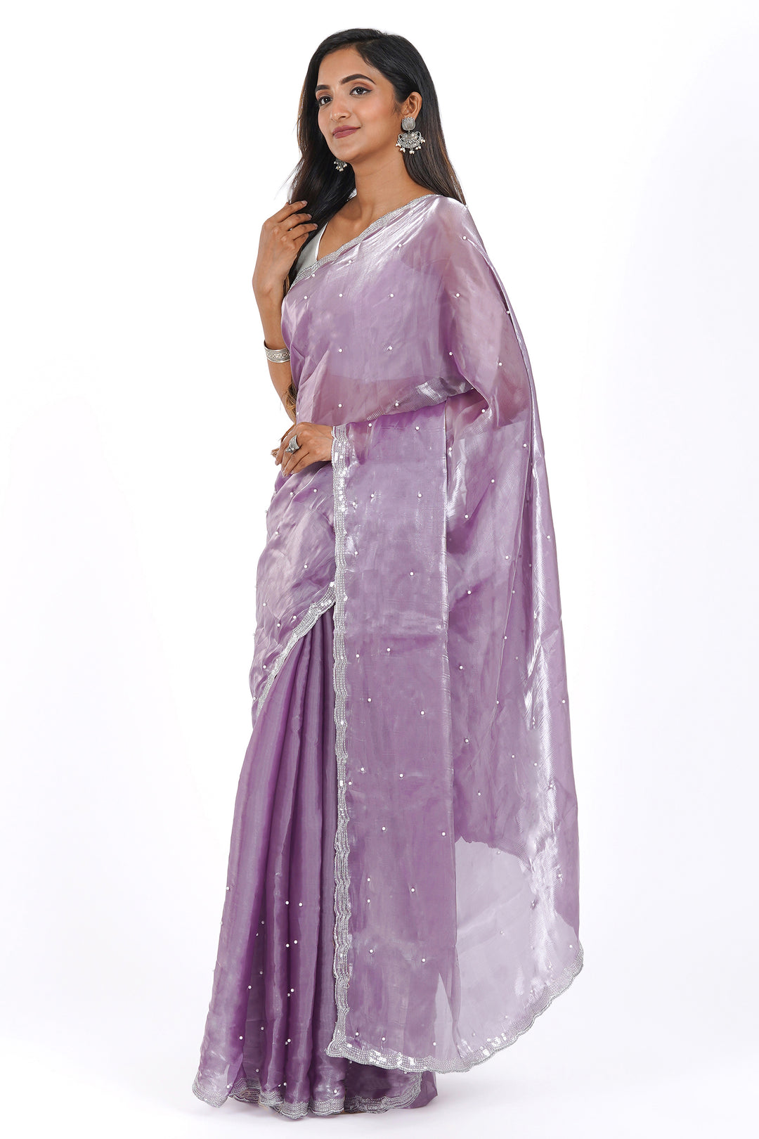 Teejh Lilac Dream Pearl Tissue Saree