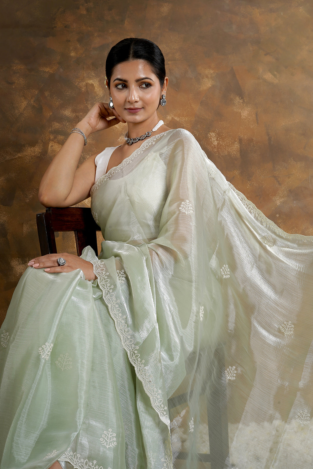 Teejh Vaishnavi Green Tissue Saree