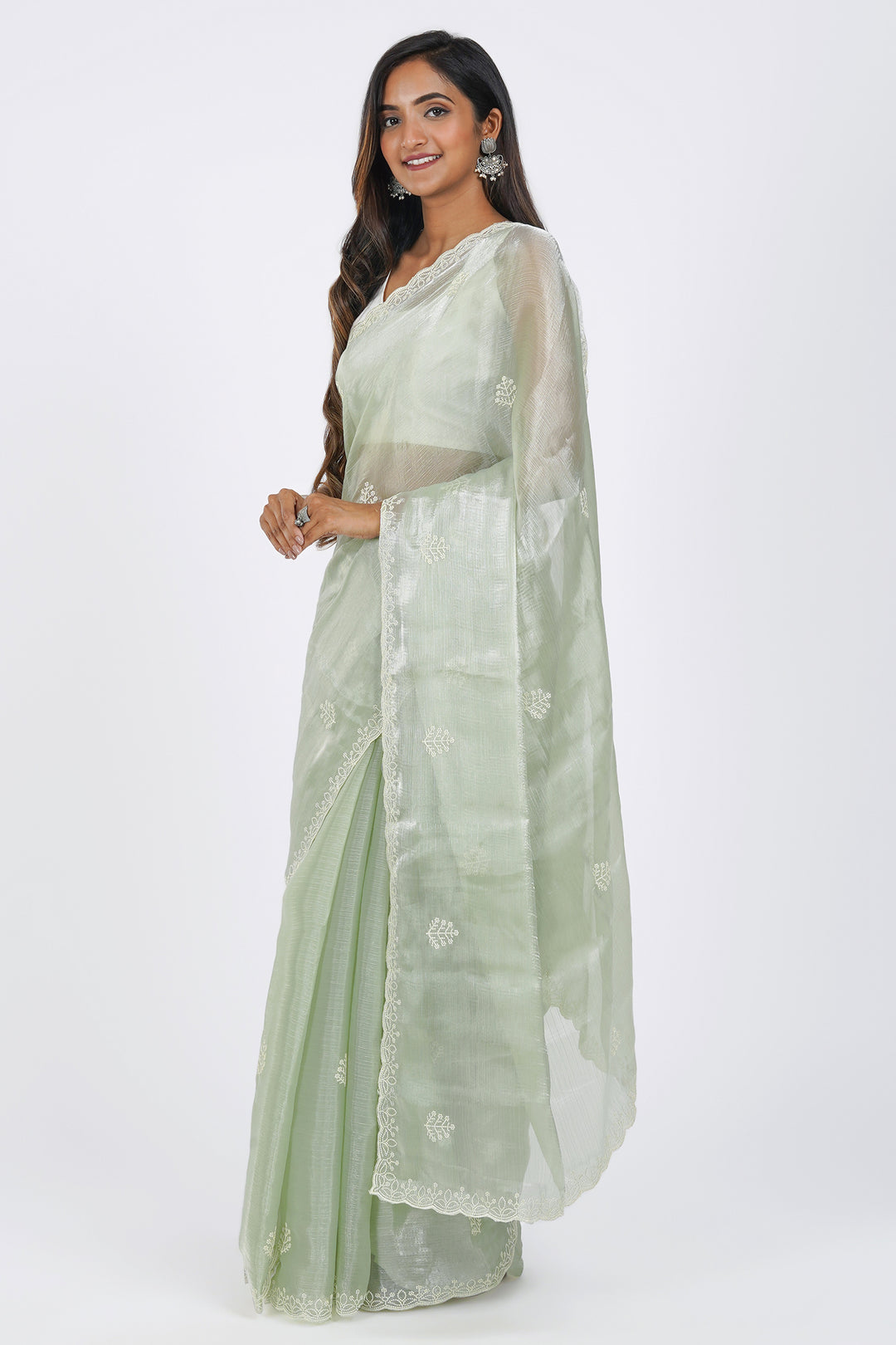 Teejh Vaishnavi Green Tissue Saree