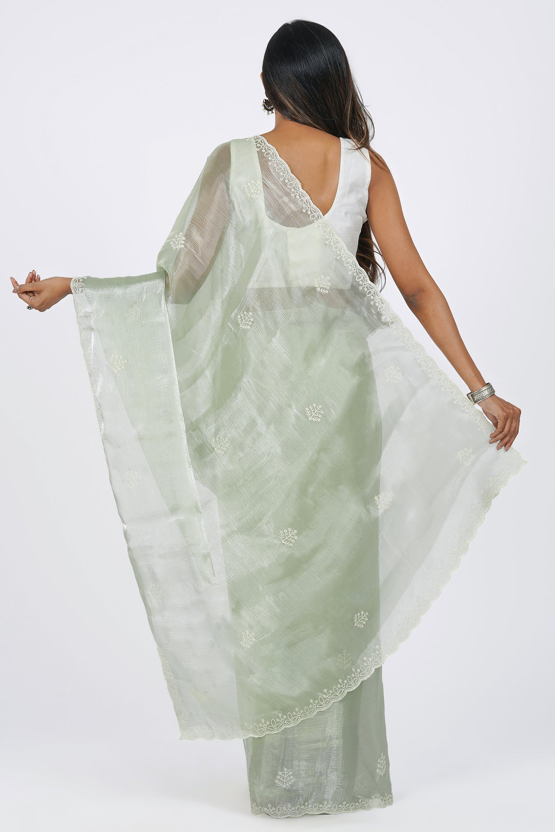 Teejh Vaishnavi Green Tissue Saree