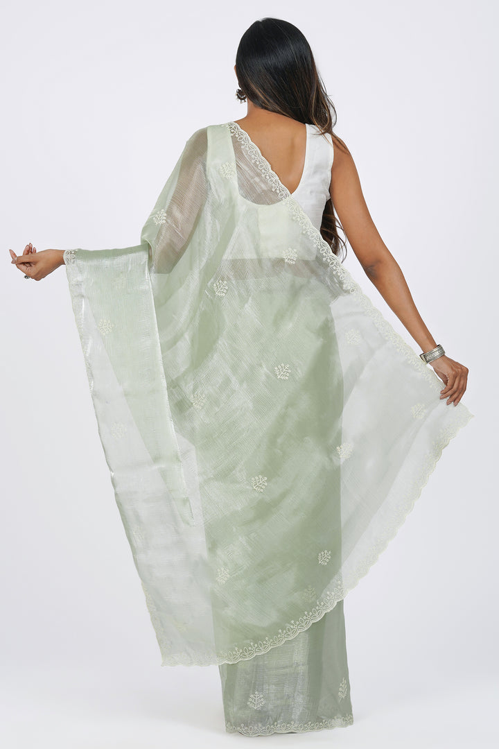 Teejh Vaishnavi Green Tissue Saree