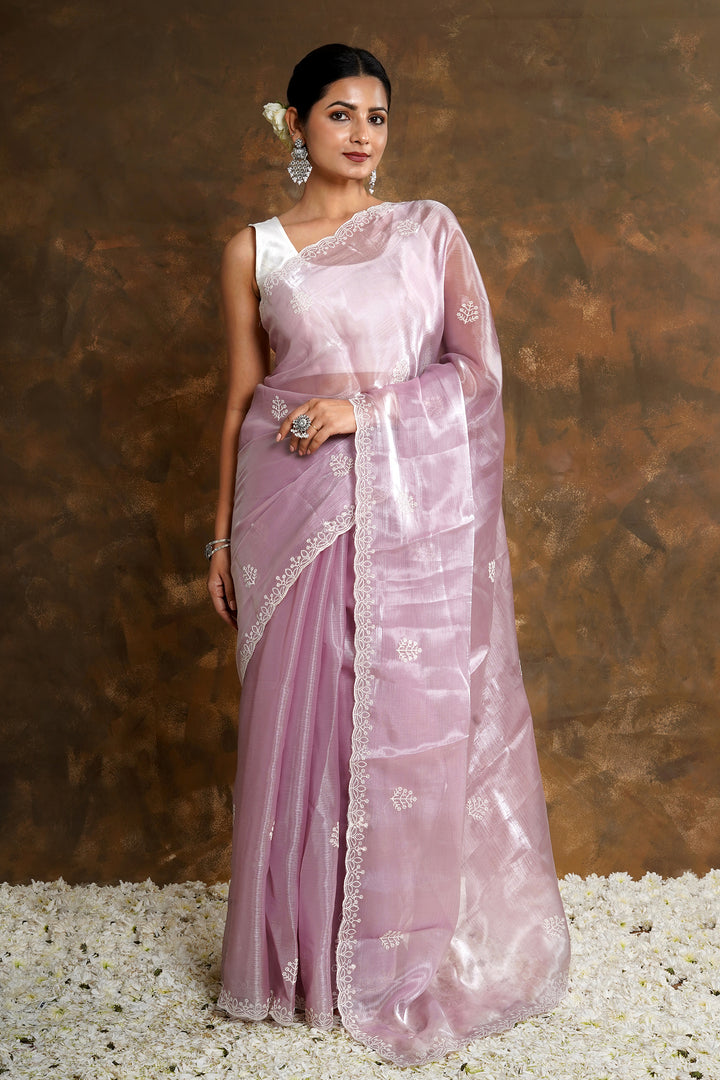 Teejh Vasanta  Onion Pink Tissue Saree