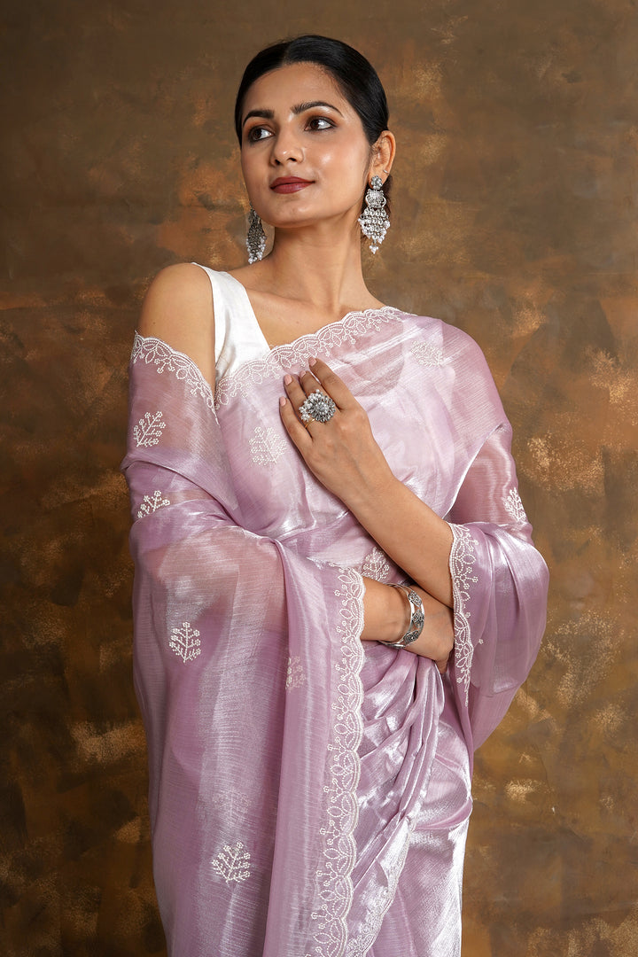 Teejh Vasanta  Onion Pink Tissue Saree