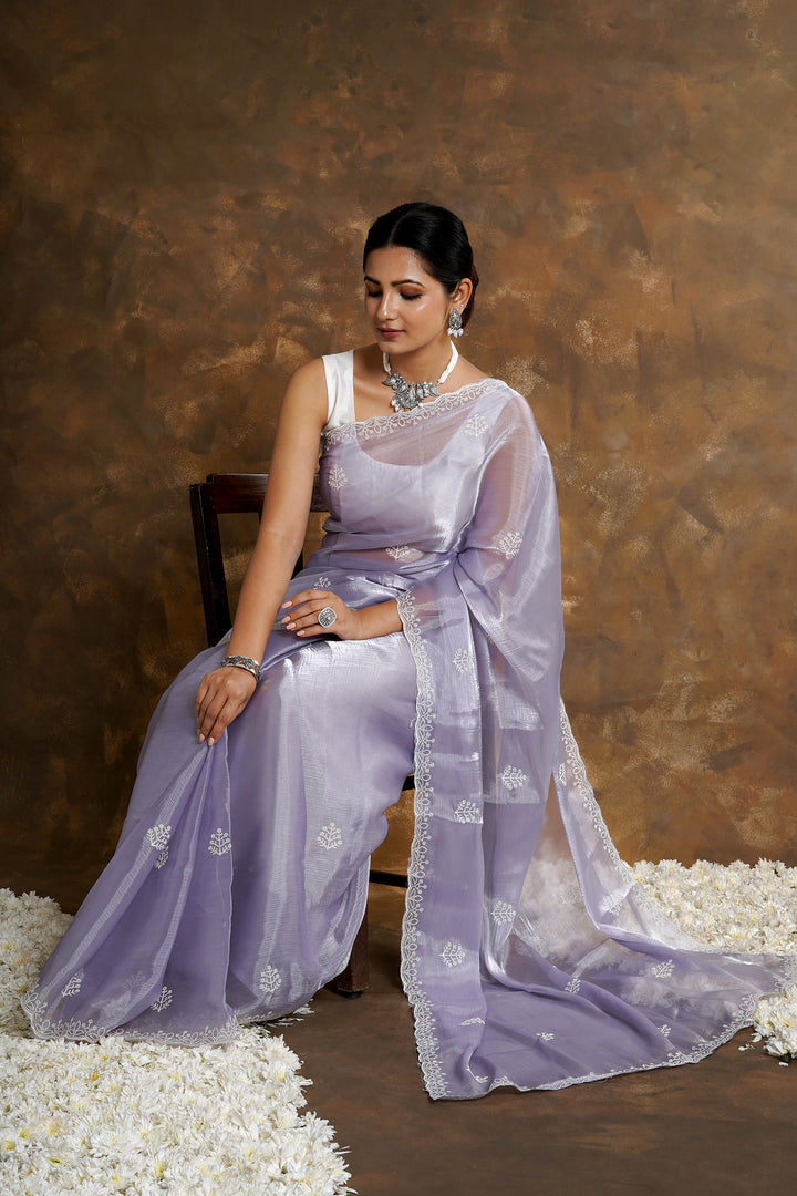 Teejh Vasanta Lilac Tissue Saree