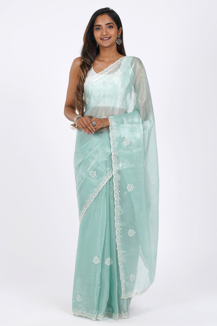 Teejh Pravallika Blue Tissue Saree