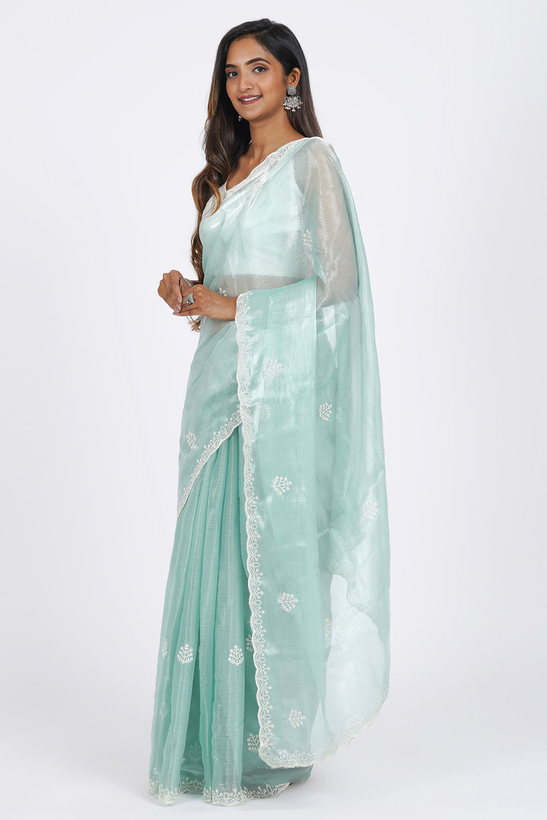 Teejh Pravallika Blue Tissue Saree