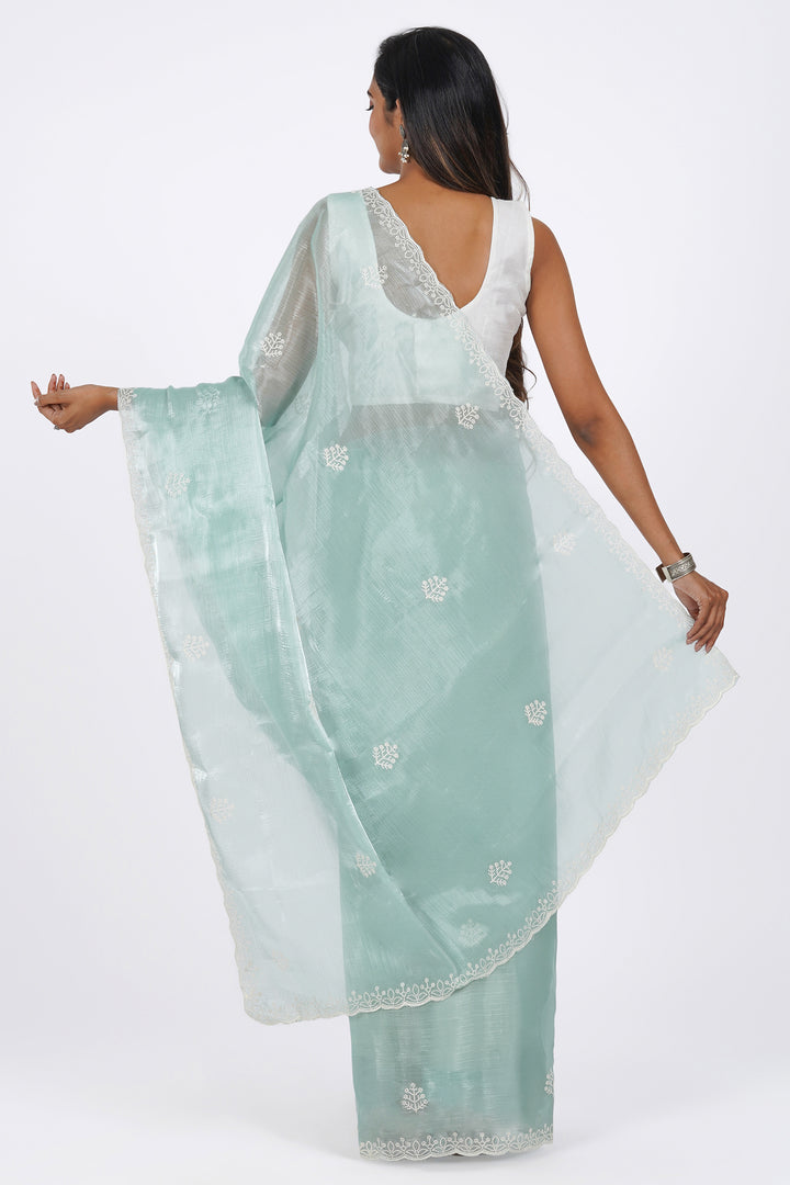 Teejh Pravallika Blue Tissue Saree
