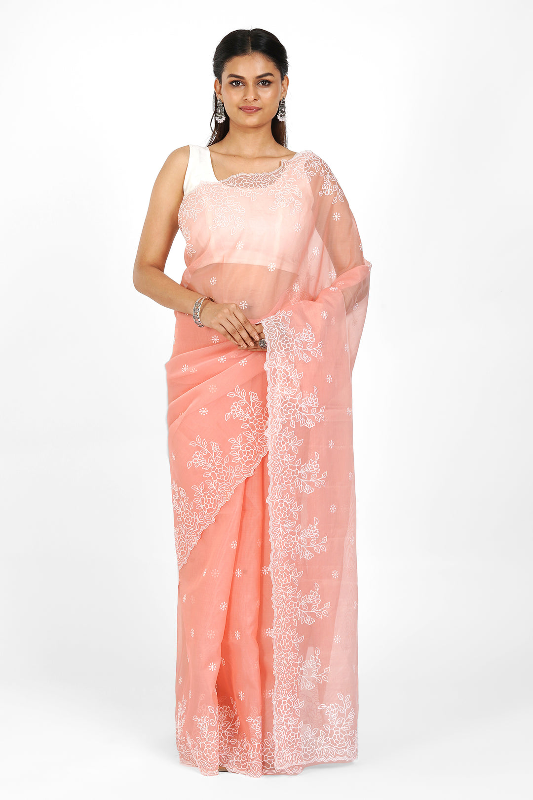 Teejh Tasneem Embroidered Organza Saree