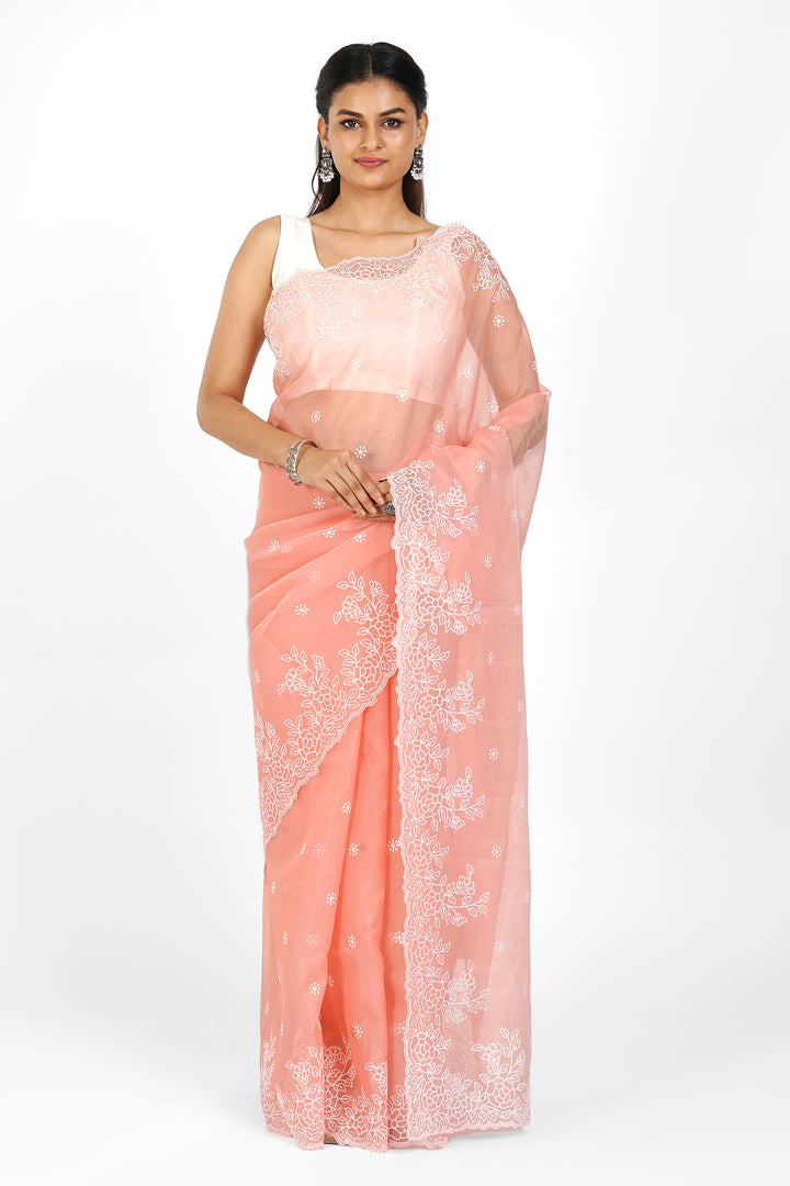 Teejh Tasneem Embroidered Organza Saree