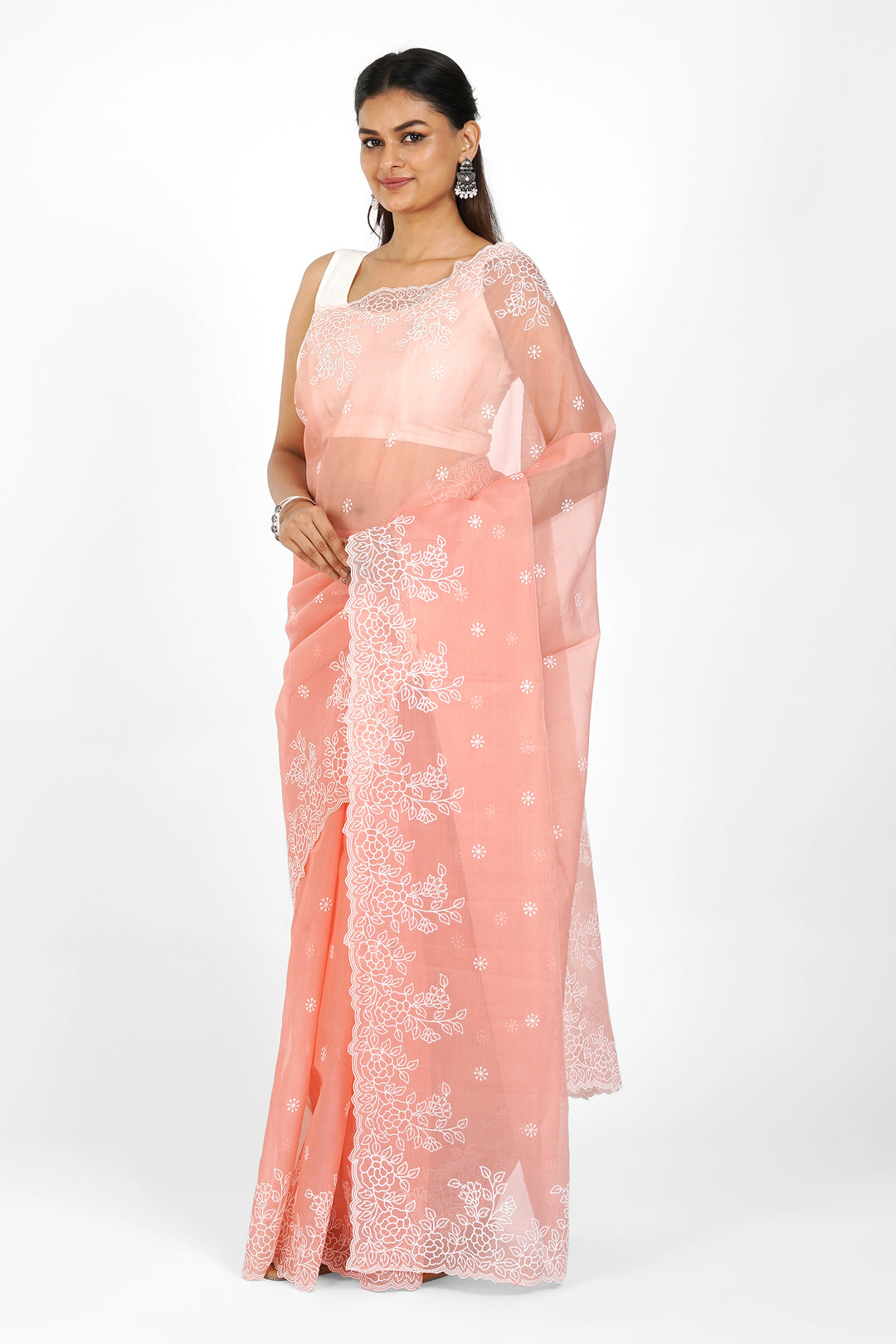 Teejh Tasneem Embroidered Organza Saree