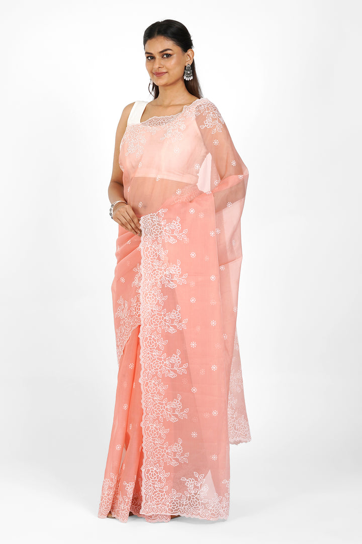Teejh Tasneem Embroidered Organza Saree