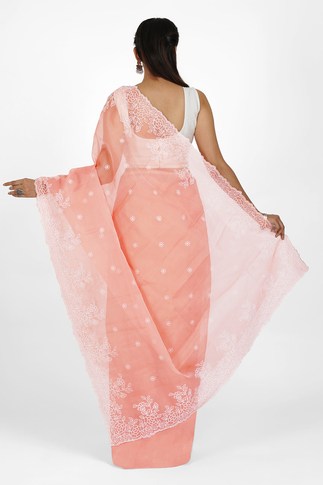 Teejh Tasneem Embroidered Organza Saree
