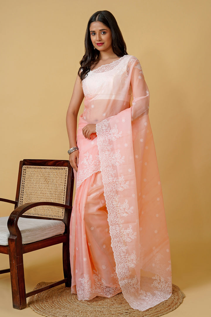 Teejh Oshma Embroidered Organza Saree
