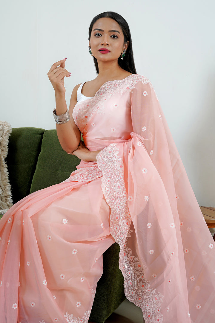 Teejh Tusharika Embroidered Organza Saree