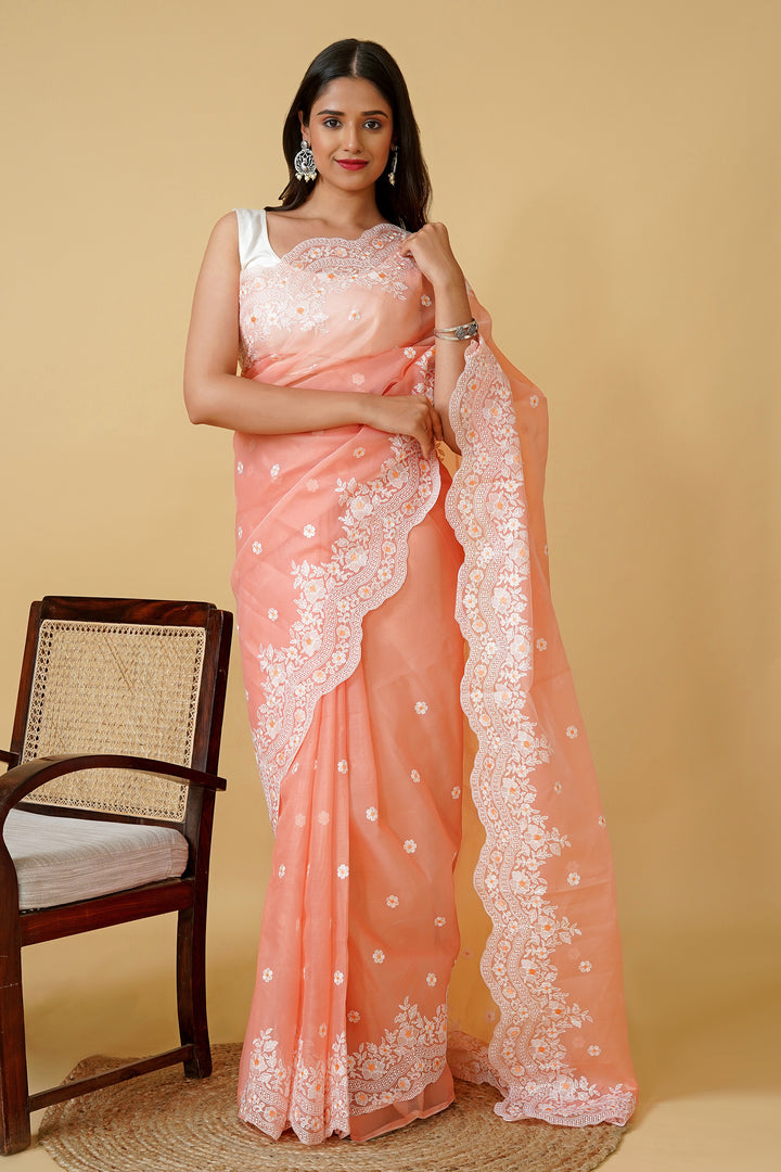 Teejh Ridhushni Embroidered Organza Saree