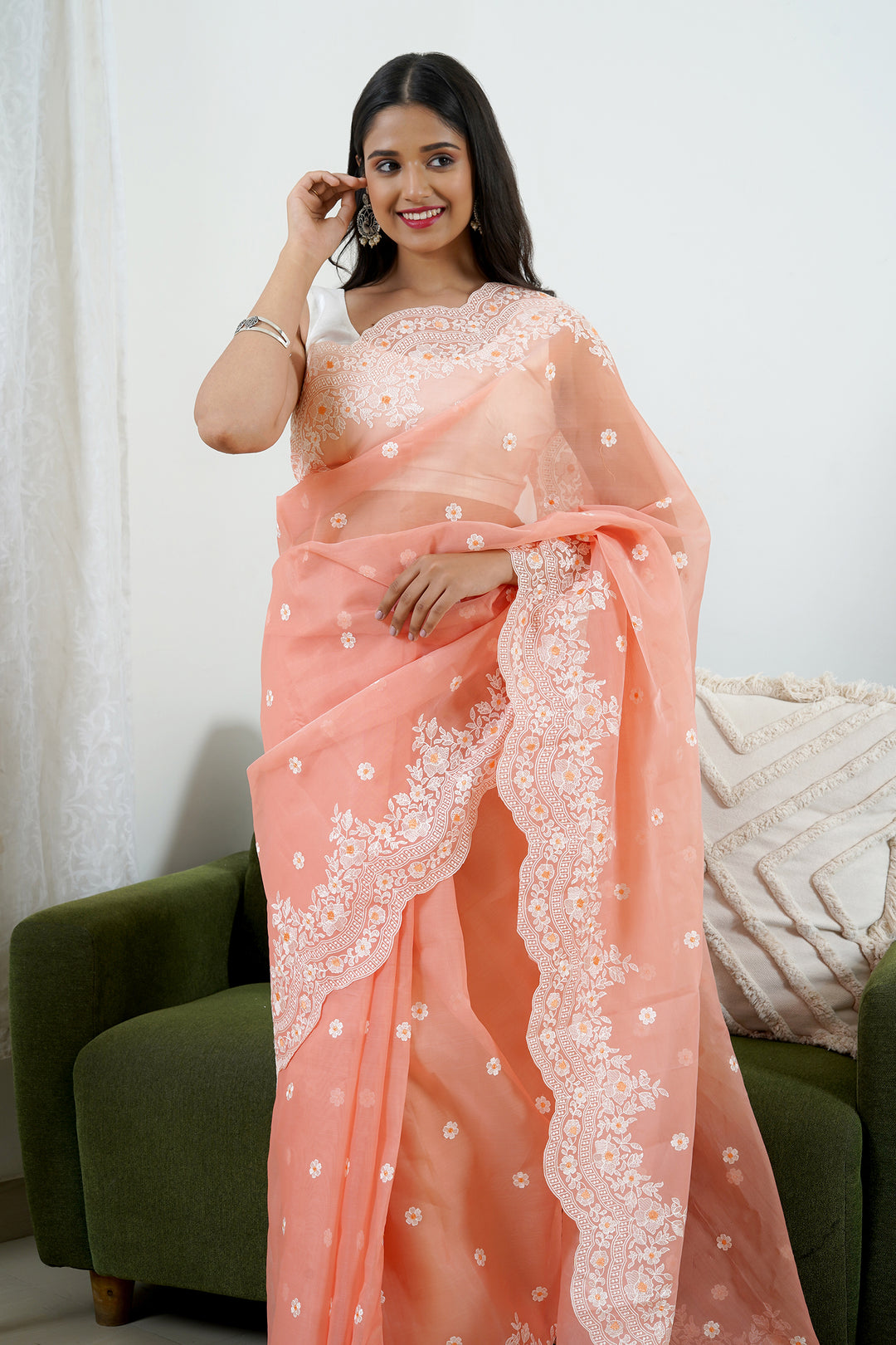 Teejh Ridhushni Embroidered Organza Saree