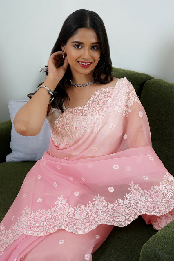 Teejh Varshal Embroidered Organza Saree