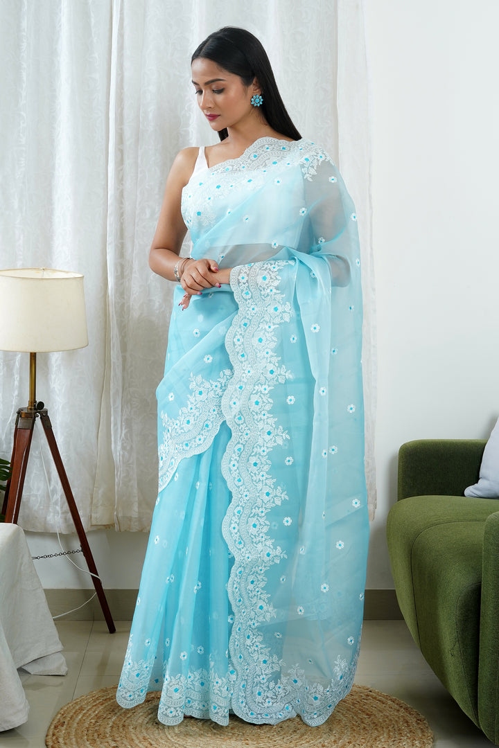 Teejh Savani Embroidered Organza Saree