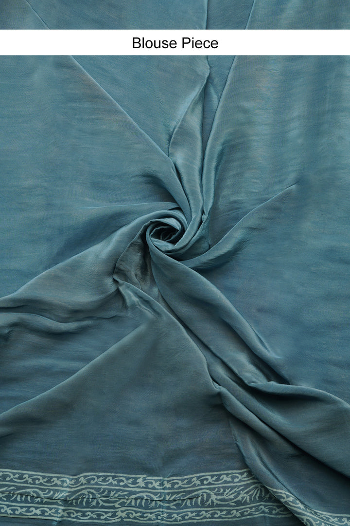 Indigo Dream Block Print Chiffon Saree