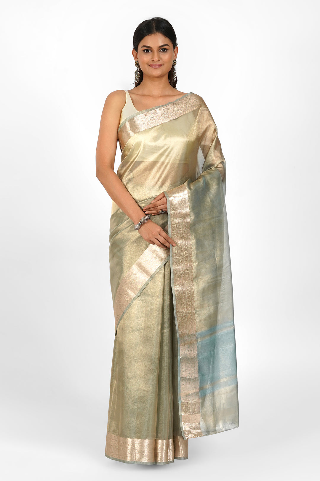 Moksh Blue Banarasi Tissue Saree