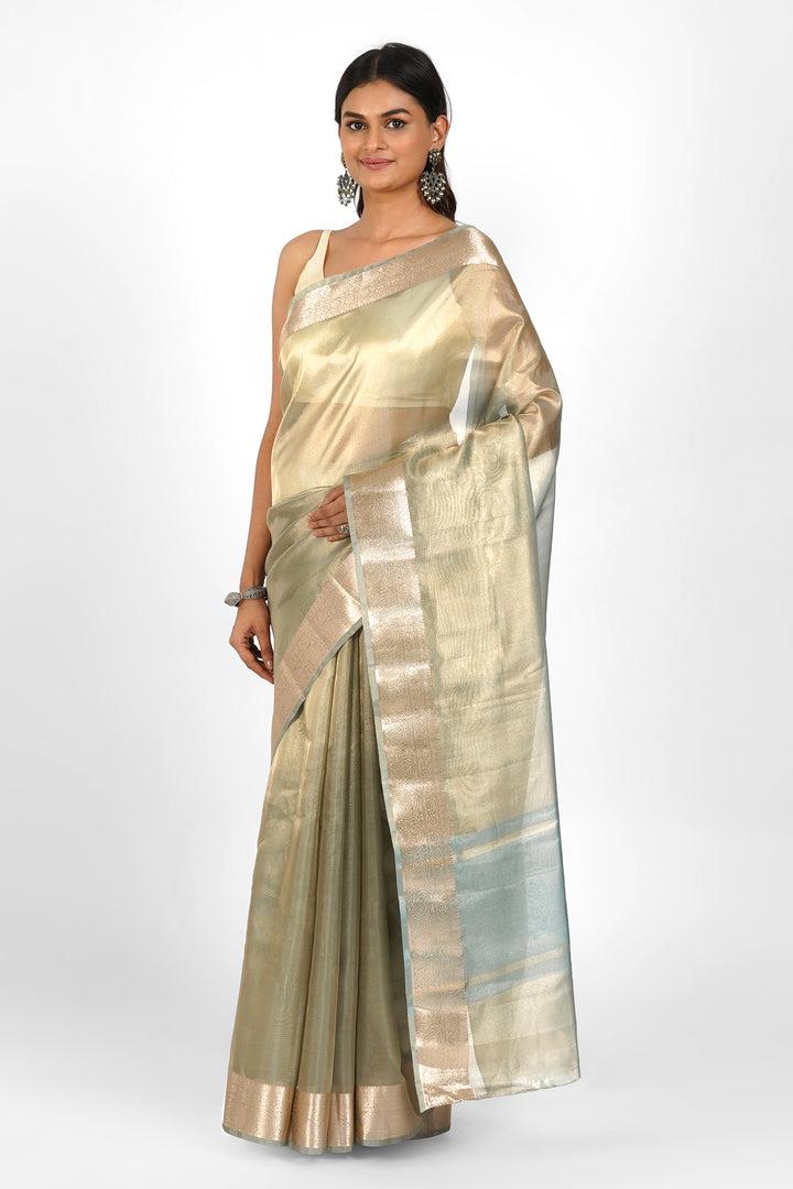 Moksh Blue Banarasi Tissue Saree