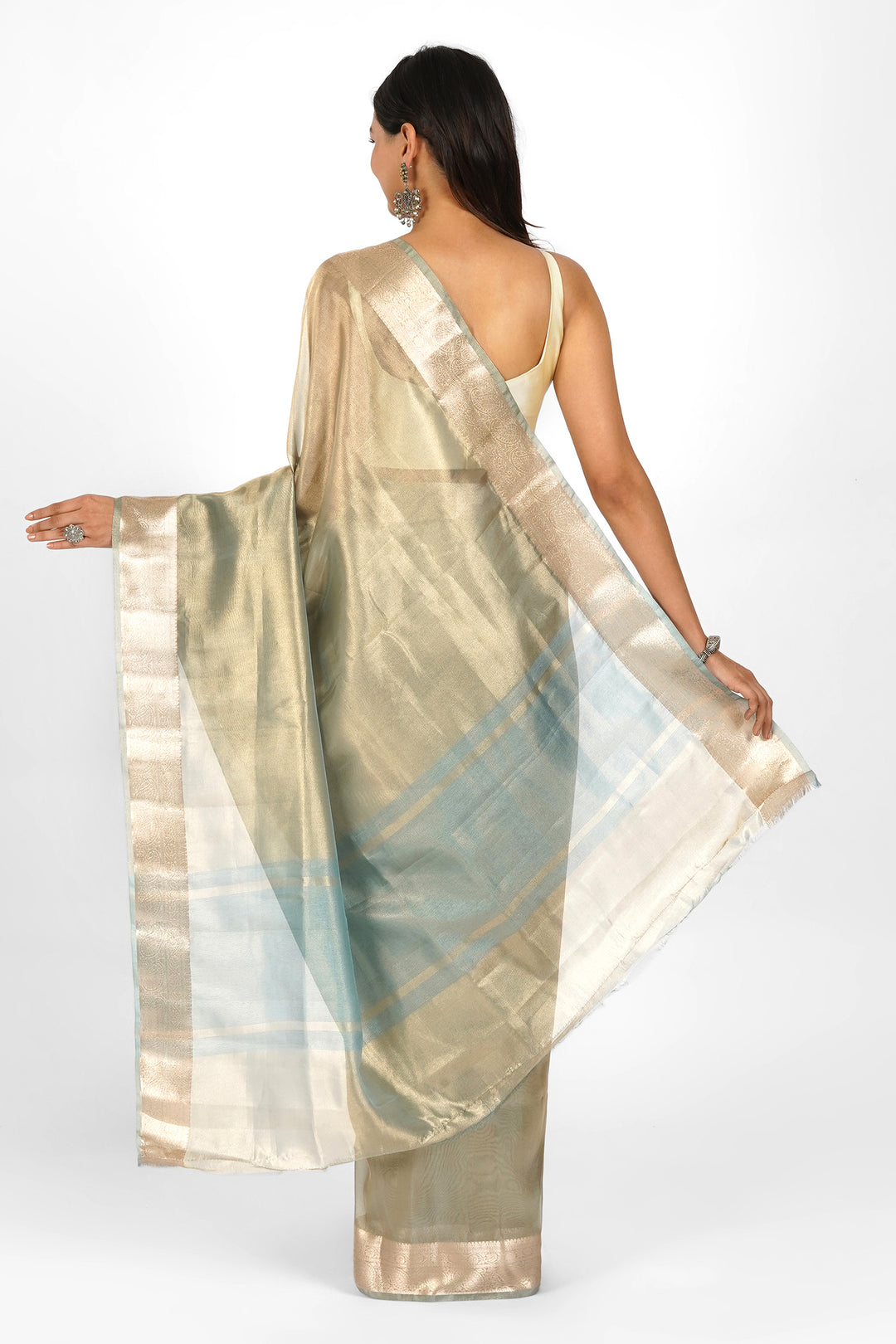 Moksh Blue Banarasi Tissue Saree